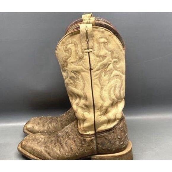 Cavendernders Western Boots Size 8.5 D Ostrich Brown/tan Square Toe main image 4
